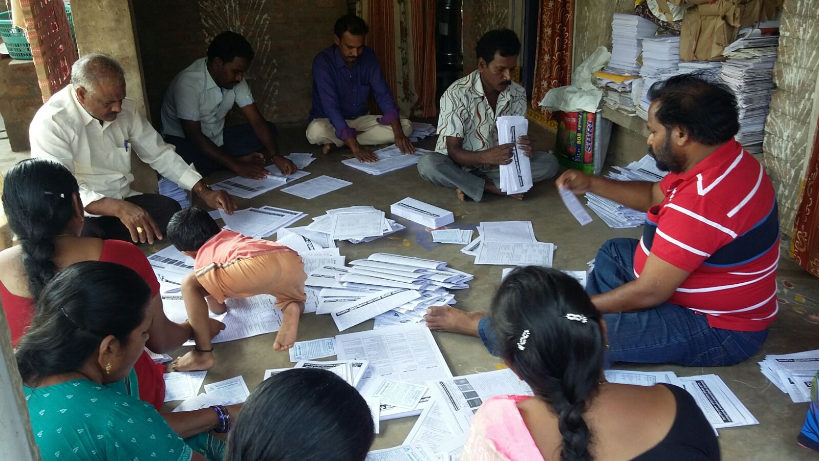 Brother Isaac preparing pamphlets and leaflets for distribution